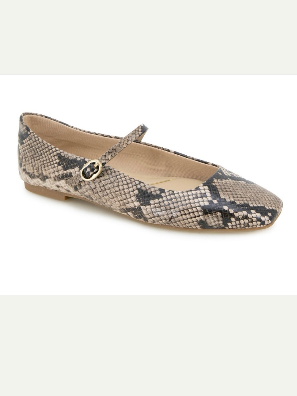 Kenneth Cole Jasper Snake-Print Mary Jane Ballet Flat - Beige/Black Size 10
